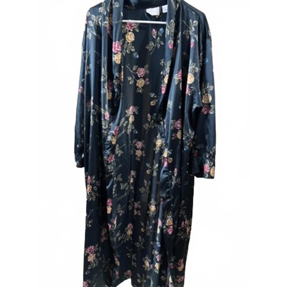 Vintage Go Softly Teal Rose Print Robe